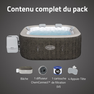 Bestway Spa gonflable carré Lay-Z-Spa Cabo Smart HydroJet EnergySense avec WiFi 4-6 personnes