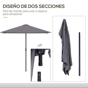 Outsunny Sombrilla Semicircular 230x130x245 cm Parasol Pared con Manivela Gris