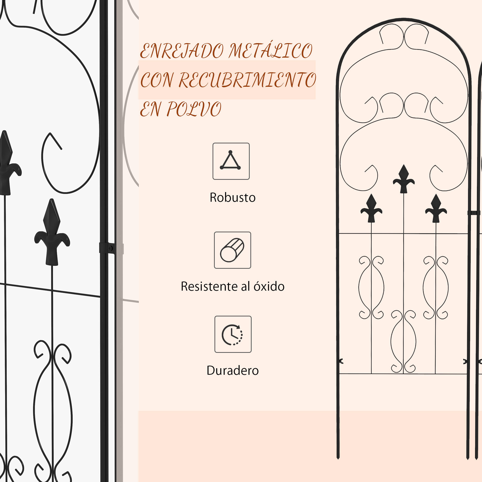 Juego de 2 Enrejados de Jardín Soportes para Enredaderas de Acero con Antióxido para Flores Plantas en Patio 45x150 cm Negro