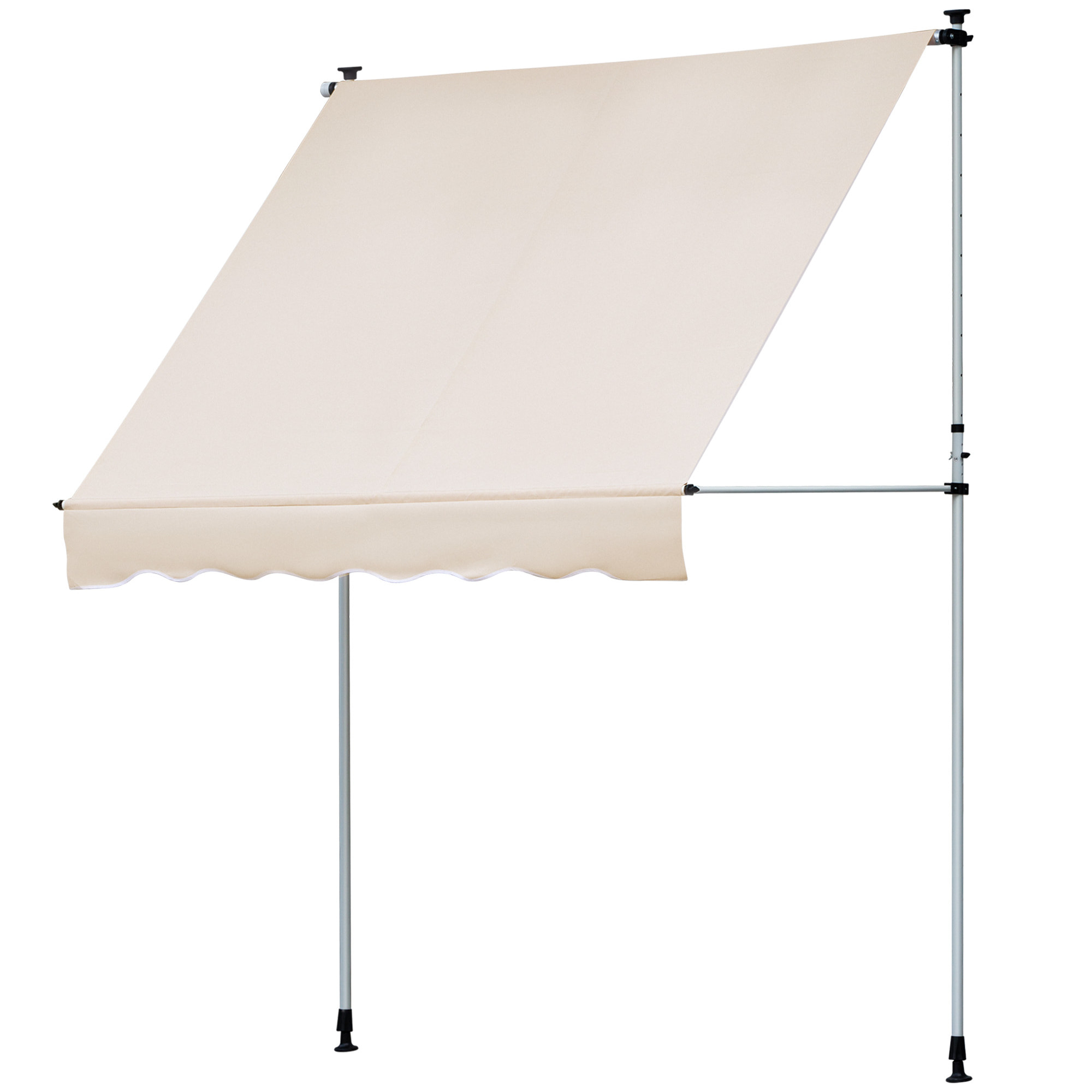 Toldo Manual Retráctil Exterior 400x120x170-280 cm Ajustable con Manivela Beige