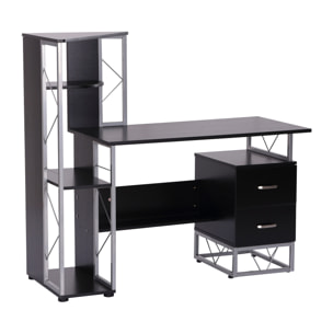 Bureau informatique design industriel multi-rangement noir
