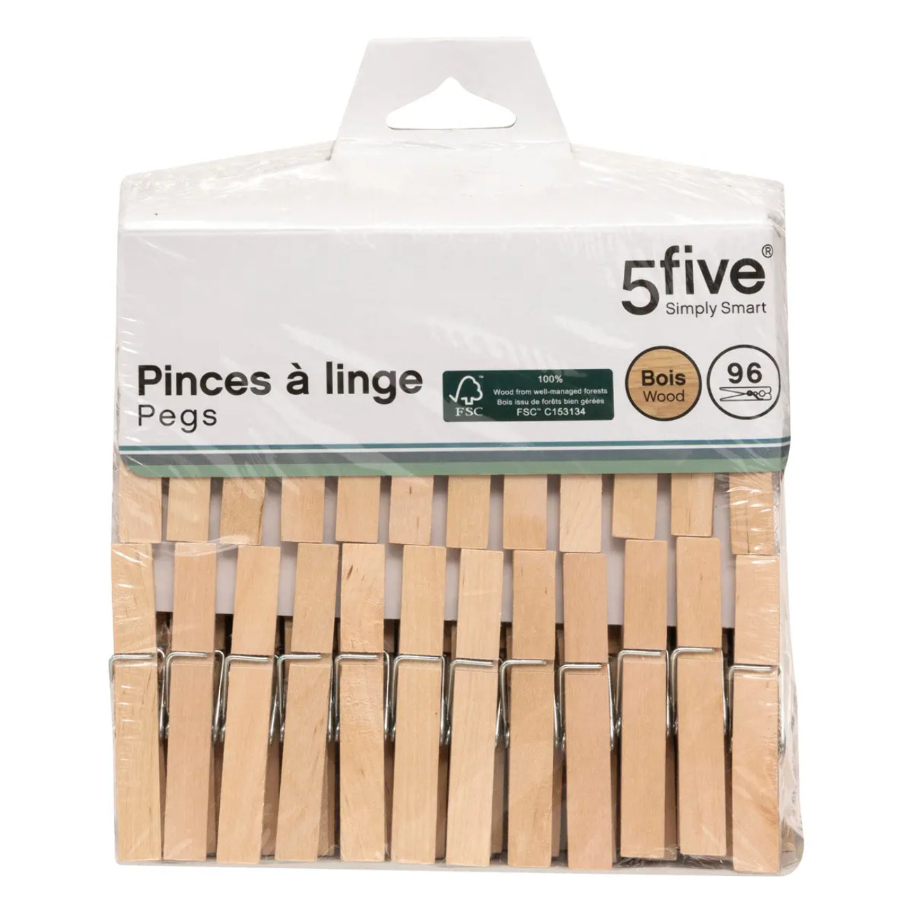 Lot de 96 pinces à linge en bois