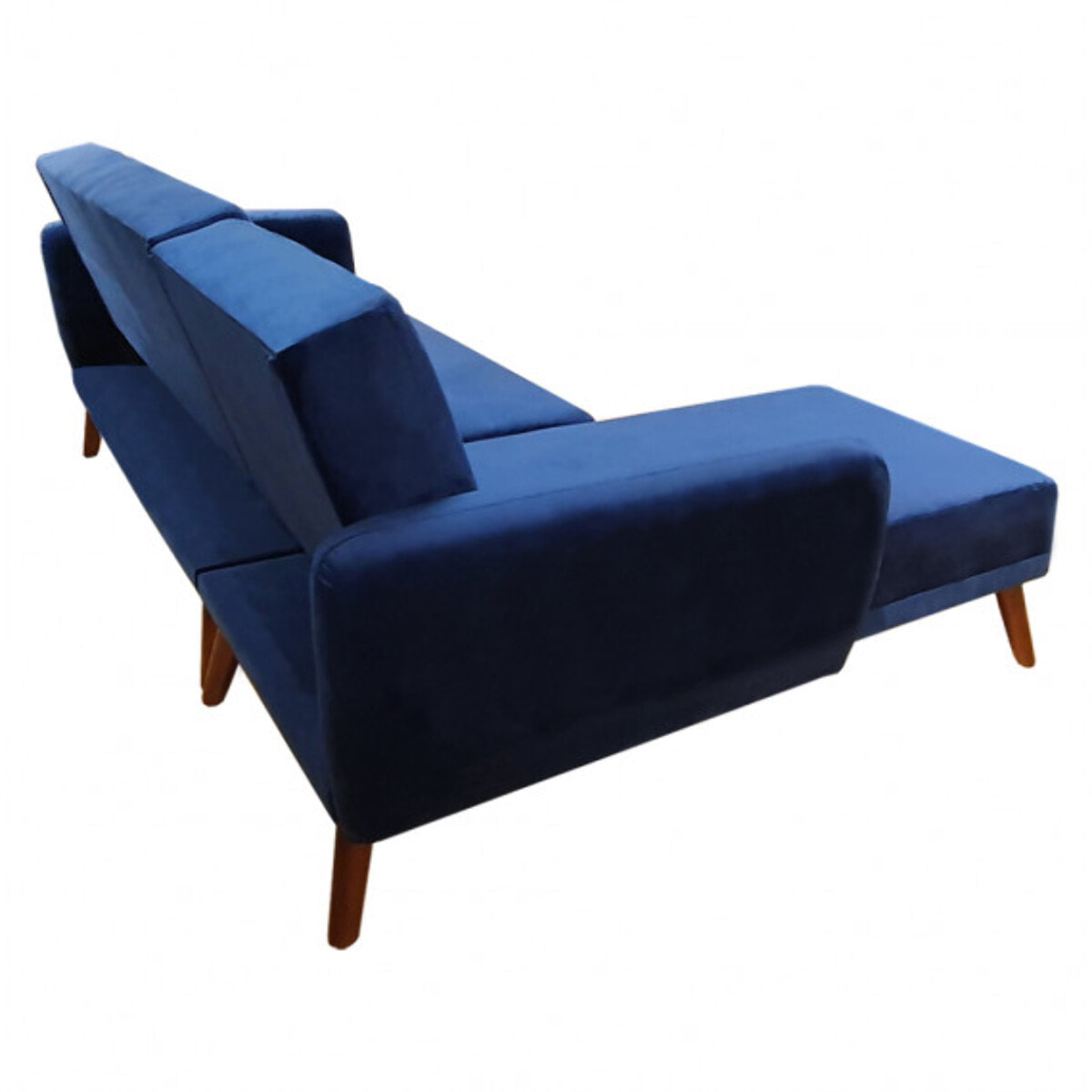 Canapé d'angle réversible et convertible velours bleu - TEDDY