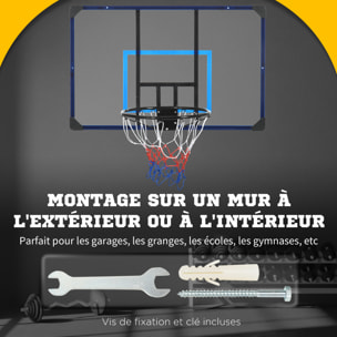 Panier de basket-ball mural - panneau de basket à accrocher - visserie incluse - acier PC bleu noir