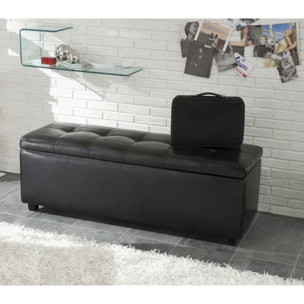 Banc coffre Tomasucci NICE BLACK, revêtement en similicuir noir, 140 × 47 × 44 cm