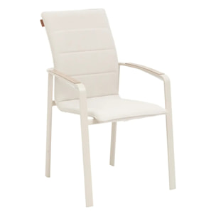 Fauteuil de jardin empilable "Diese" argile & ivoire aluminium et texaline