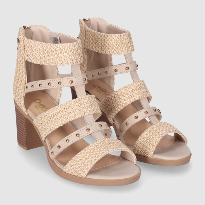 Sandalias - Beig - Tacón: 7 cm