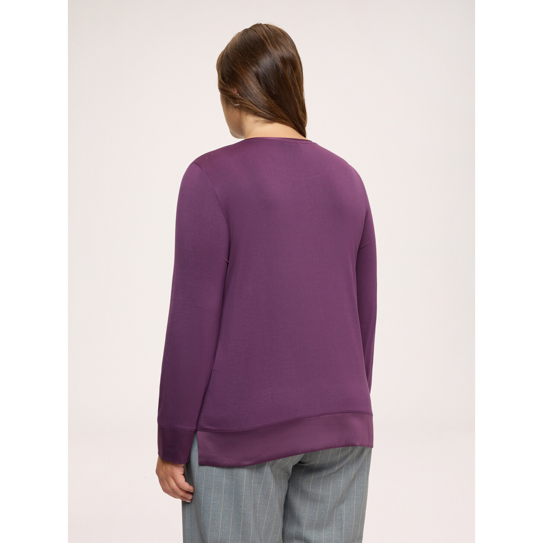 Fiorella Rubino - Camiseta bimaterial en raso y jersey - Burgundy
