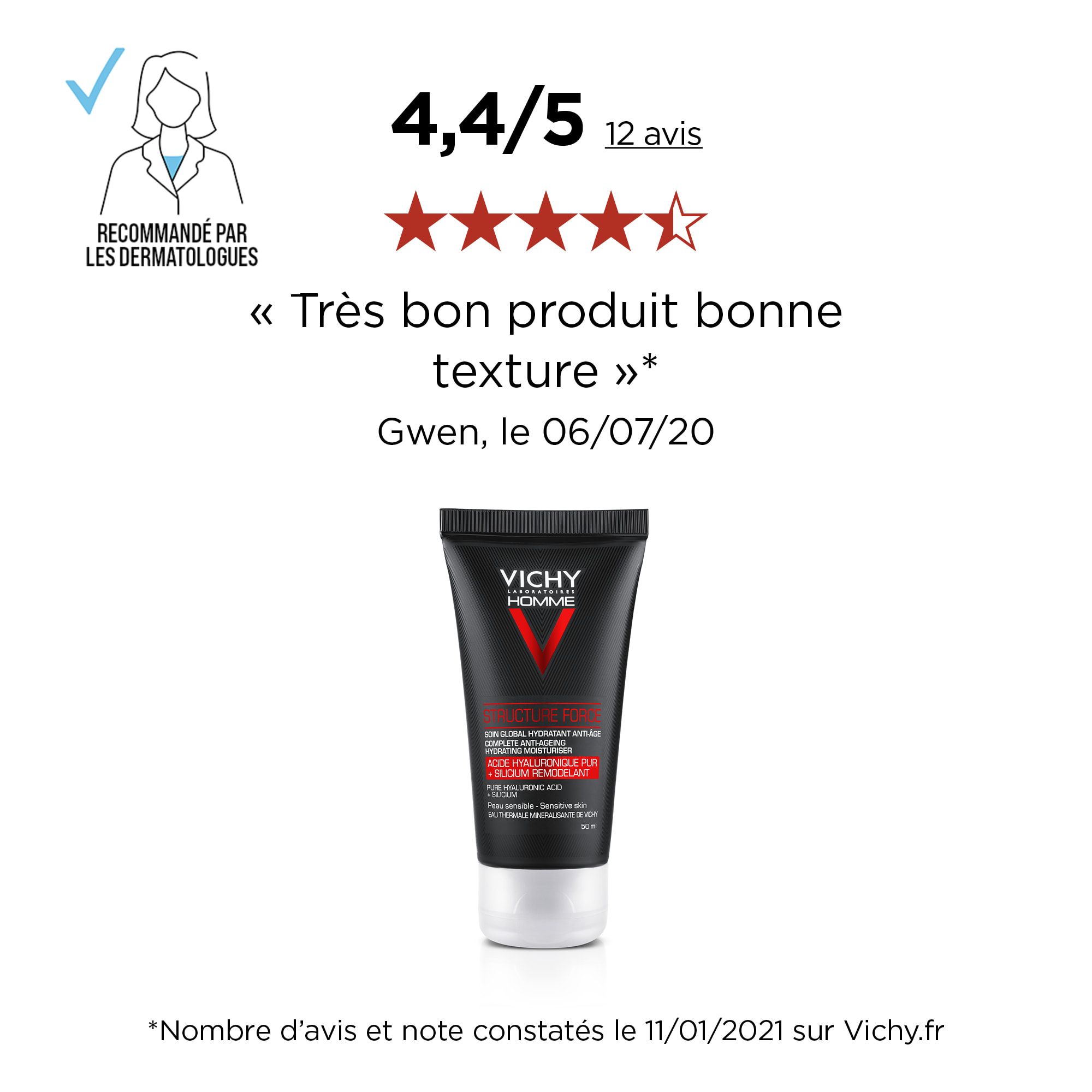 Vichy Homme Structure Force Soin Anti-âge 50ml