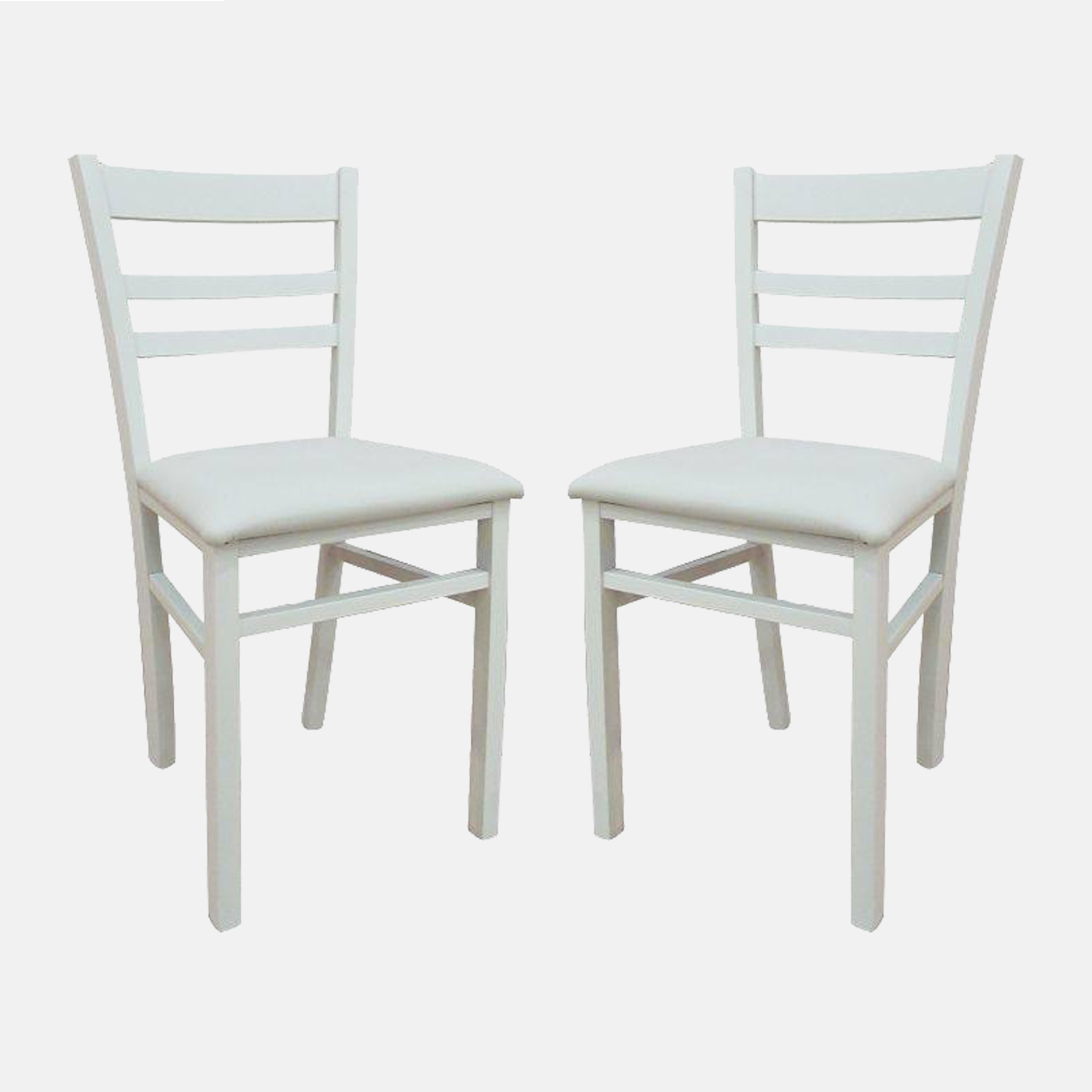 Set di 2 Sedie classiche in legno, per sala da pranzo, cucina o salotto, Made in Italy, cm 41x43h87, colore Bianco