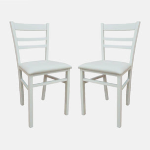 Set di 2 Sedie classiche in legno, per sala da pranzo, cucina o salotto, Made in Italy, cm 41x43h87, colore Bianco