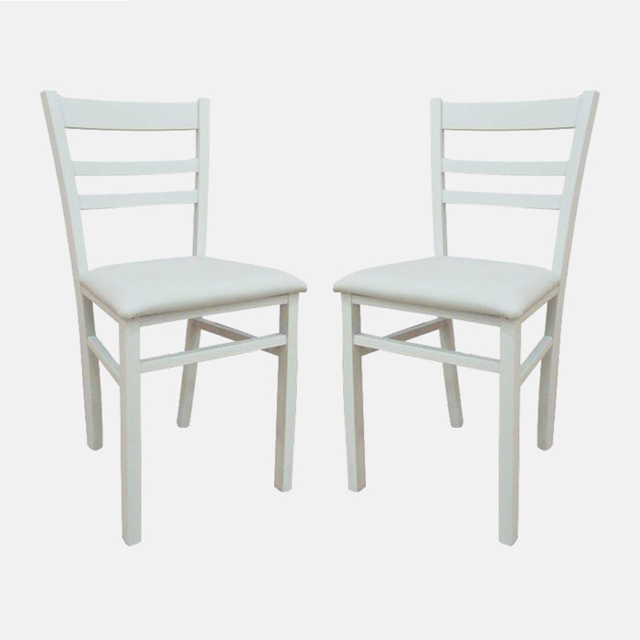 Set di 2 Sedie classiche in legno, per sala da pranzo, cucina o salotto, Made in Italy, cm 41x43h87, colore Bianco