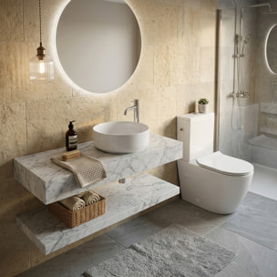 PixL WC à poser sans bride + abattant SoftClose + réservoir de chasse, alimentation latérale, blanc brillant (CEPX030RREXVP)