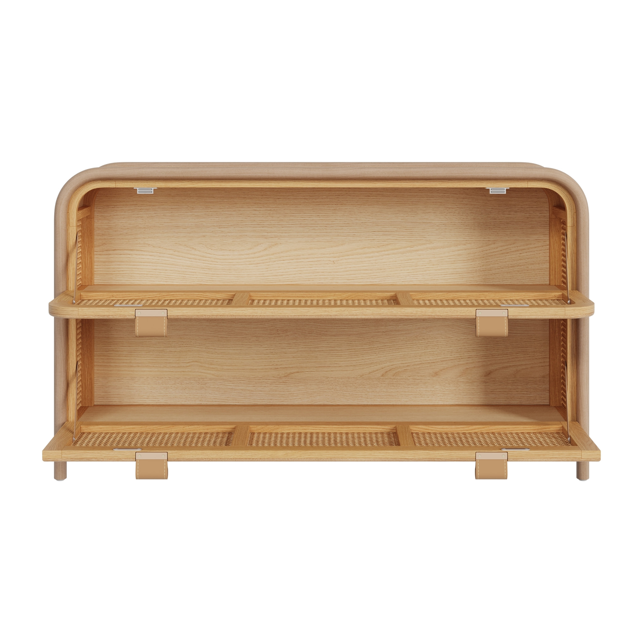 Commode en rotin et bois massif, 2 portes abattantes - Alata