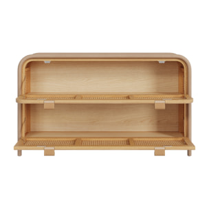 Commode en rotin et bois massif, 2 portes abattantes - Alata