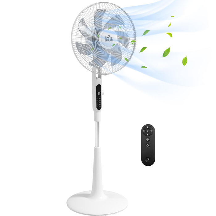 Ventilador de Pie con Mando a Distancia 40 W Ventilador de Pedestal Ajustable en Altura con 7 Aspas 28 Velocidades 3 Modos Oscilación de 75° Temporizador y Función Repelente de Mosquitos Blanco