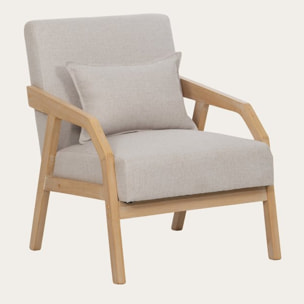 Fauteuil Limae -bois massif dhévéa et revêtement-couleur naturel 64 x 84 x 77 cm