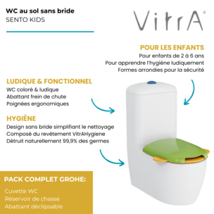 WC à poser sans bride Sento Kids Blanc + réservoir + abattant vert et jaune