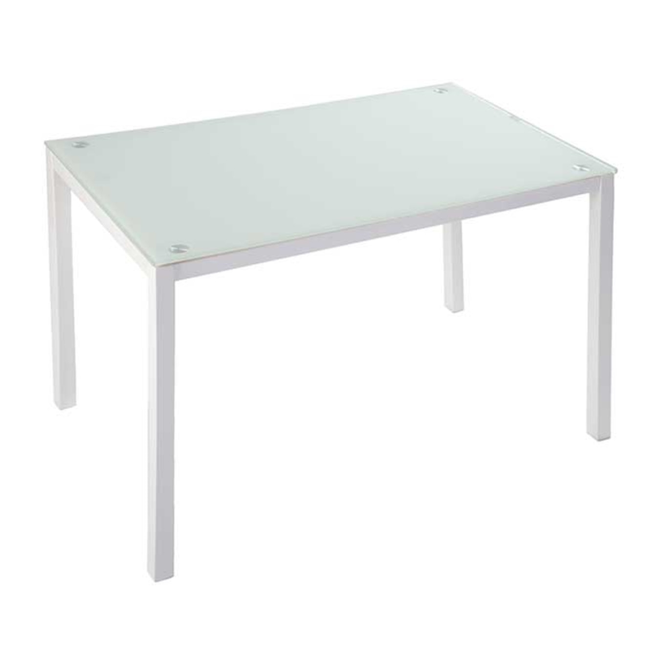 Mesa fija – Cristal y metal blanco