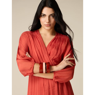 Oltre - Vestido largo en voile mezcla de seda - Naranja sol
