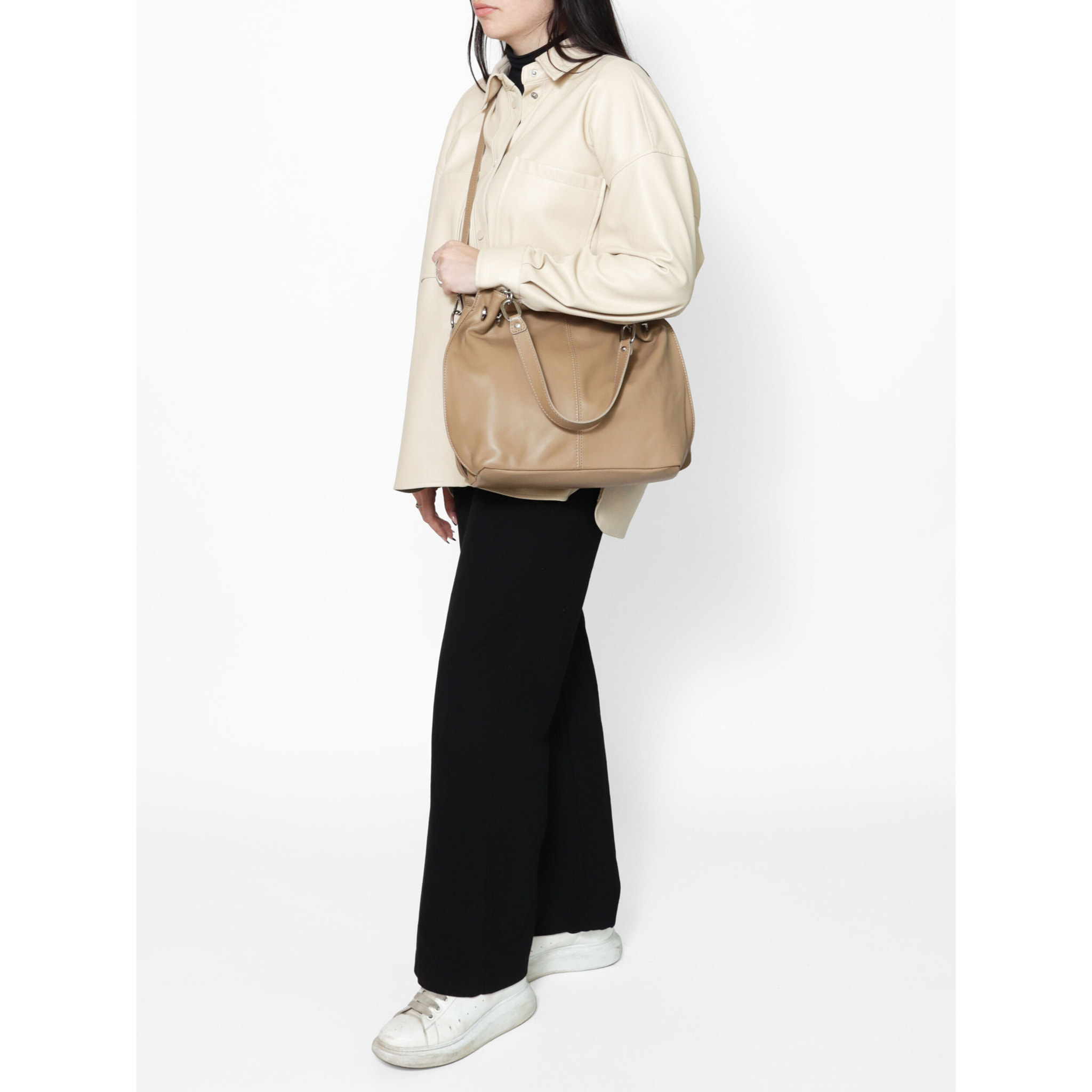 Borsa a spalla da Donna Charlotta in Vera Pelle Made in Italy 30x38x12 cm