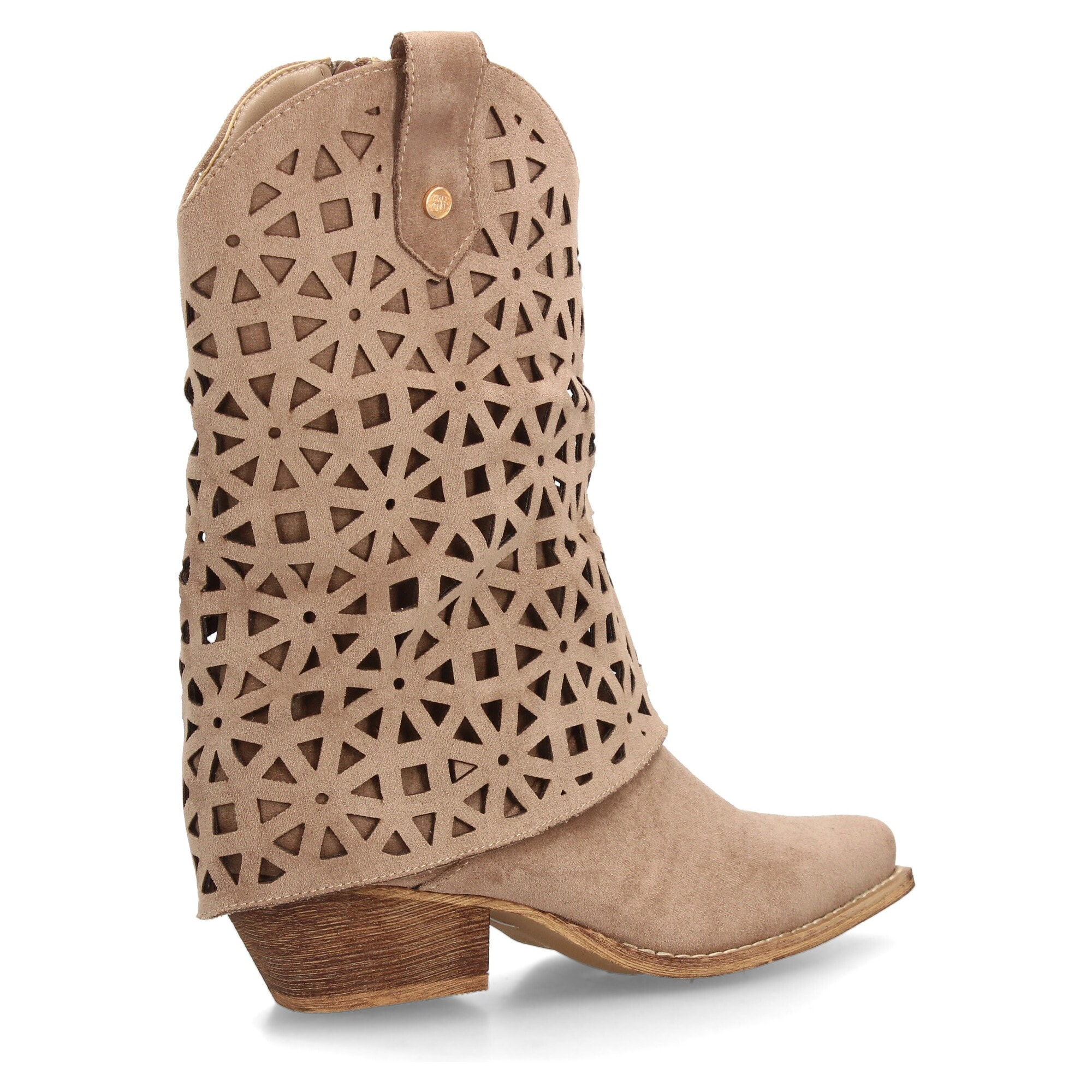 Botas cowboy troqueladas estilo boho para mujer.