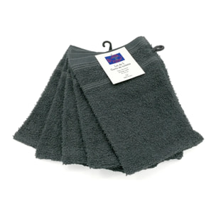 Lot de 5 gants de toilette - Anthracite - 15x21cm