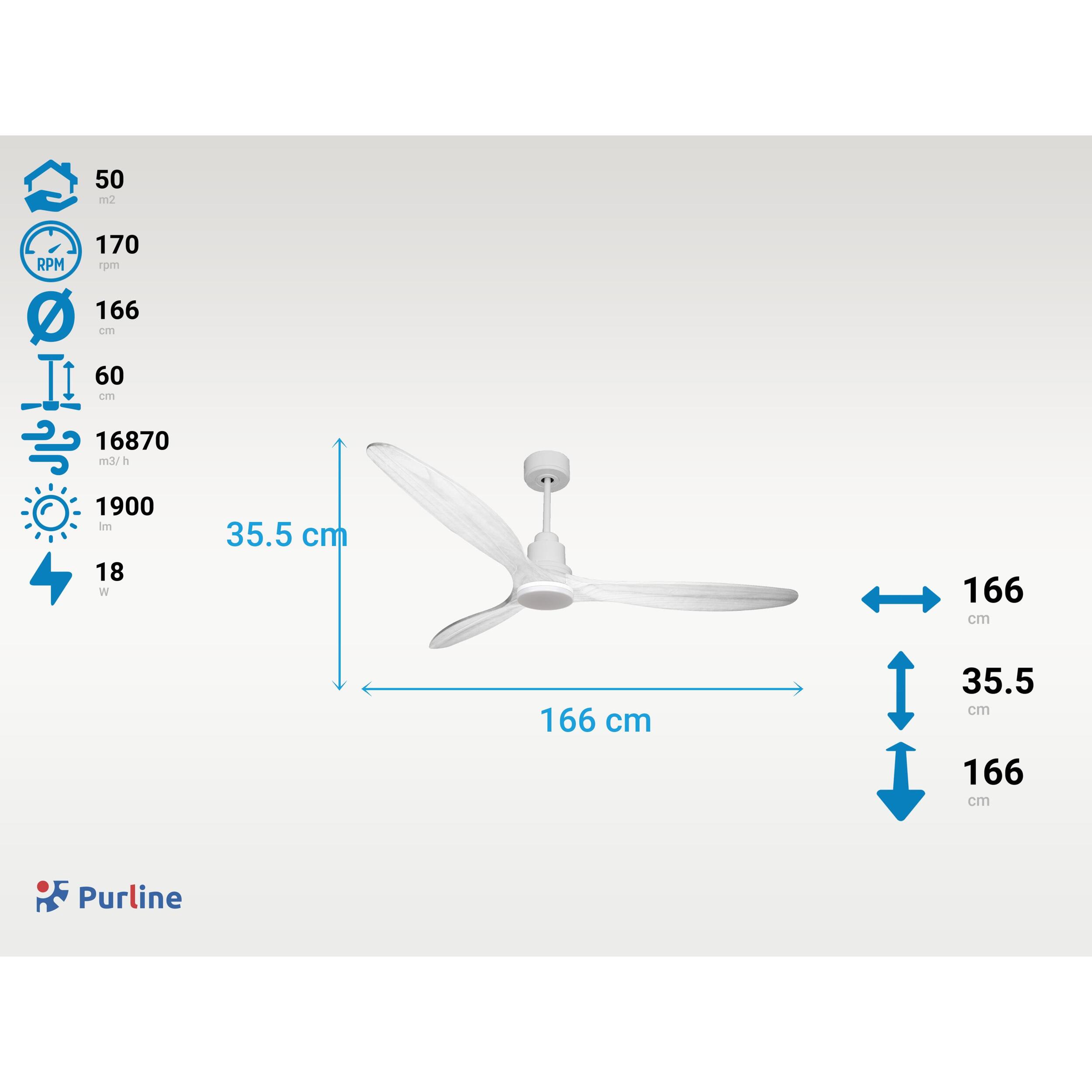 Ventilateur de plafond Réversible  Thermostat Dimmable Wifi Moteur à courant continu Toits en pente Télécommande Lumière à trois tons Hypersilence Mémoire
