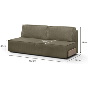 Module canapé convertible 2 places en velours côtelé - HARPER MOD