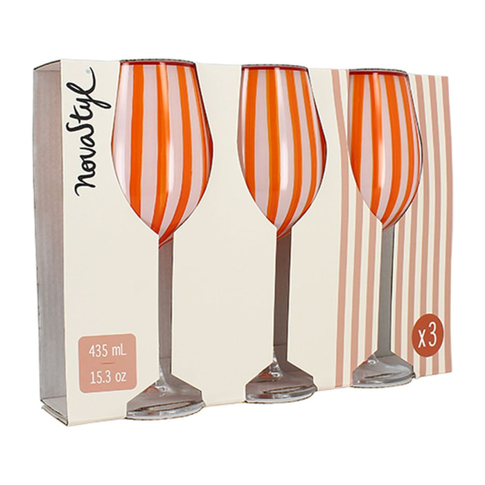 Lot de 3 verres à pied 43,5cl orange CIRCUS