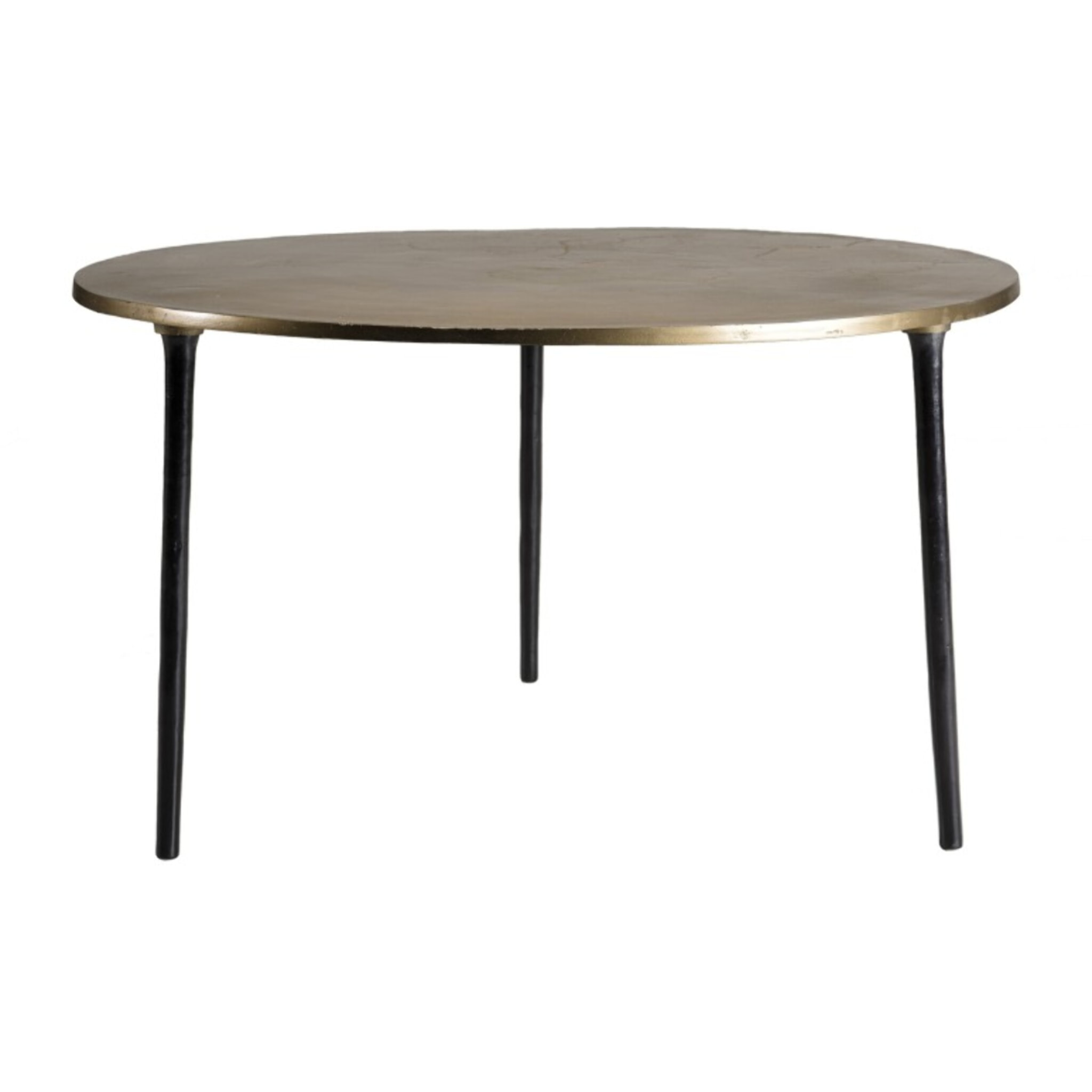 JOHAN - Table basse ronde 80x80cm plateau aluminium doré pieds noirs