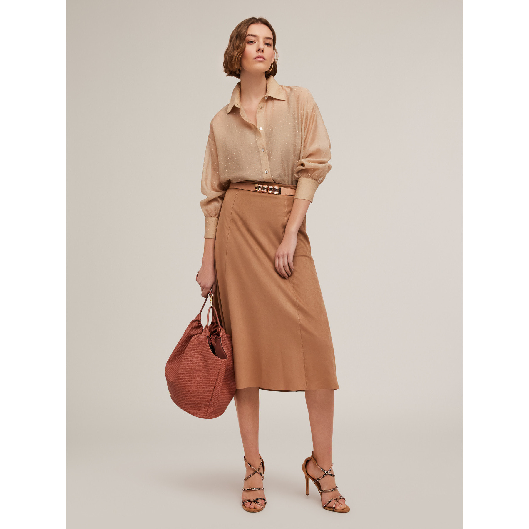 Motivi - Camisa mezcla de lyocell con pequeñas tachuelas - Beige