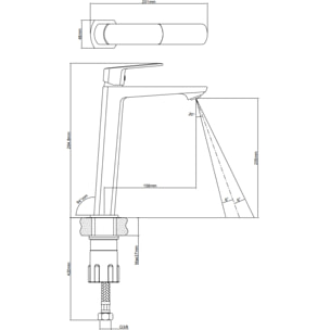 Mitigeur lavabo haut  Feel, sans tirette, chrome, (SATBSFEEL285)