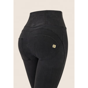 Push up WR.UP® vita alta in fibra ecologica denim scuro