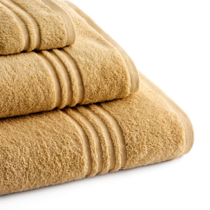 Set de serviettes éponge 100% Coton Éponge Peigné - 700 g/m2 OCRE