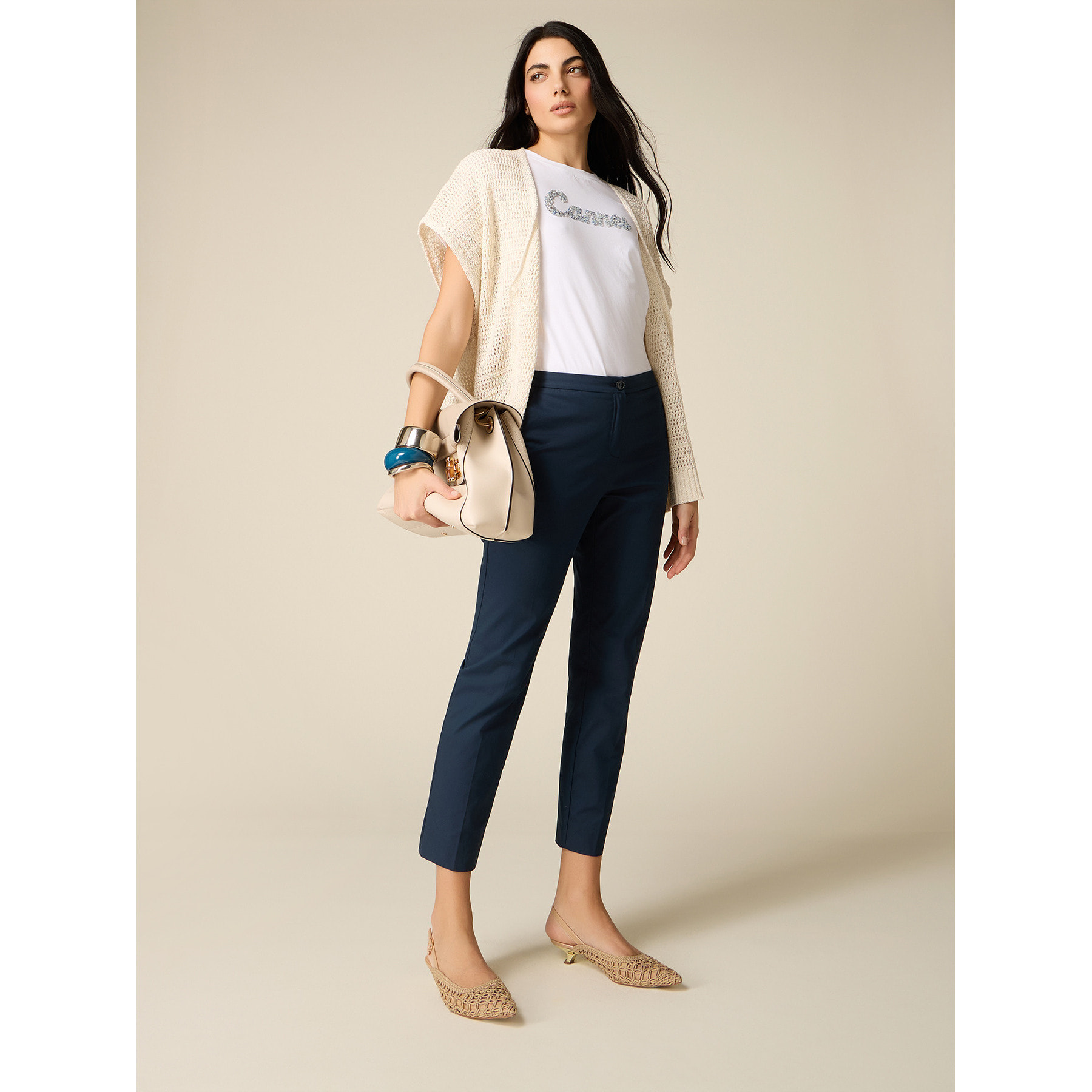 Oltre - Pantaloni chinos cotone - Blu