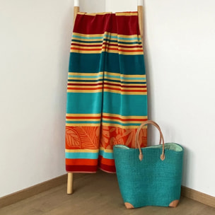 Serviette de plage éponge velours Jacquard ciselée - Zebrina - 90x170cm - 340g/m²