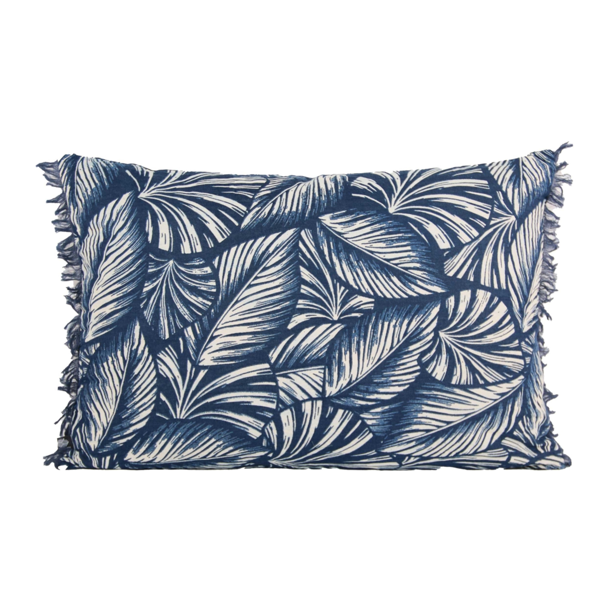 Coussin motif feuilles exotiques - Bleu Marine