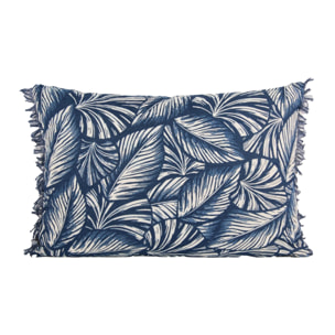 Coussin motif feuilles exotiques - Bleu Marine