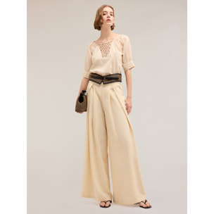 Motivi - Blusa étnica bordada - Beige