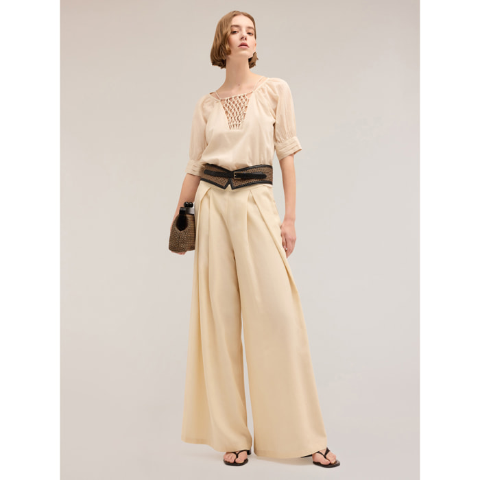 Motivi - Blusa étnica bordada - Beige