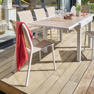 Chaise de jardin empilable "Essentia" lin & blanc en aluminium traité époxy