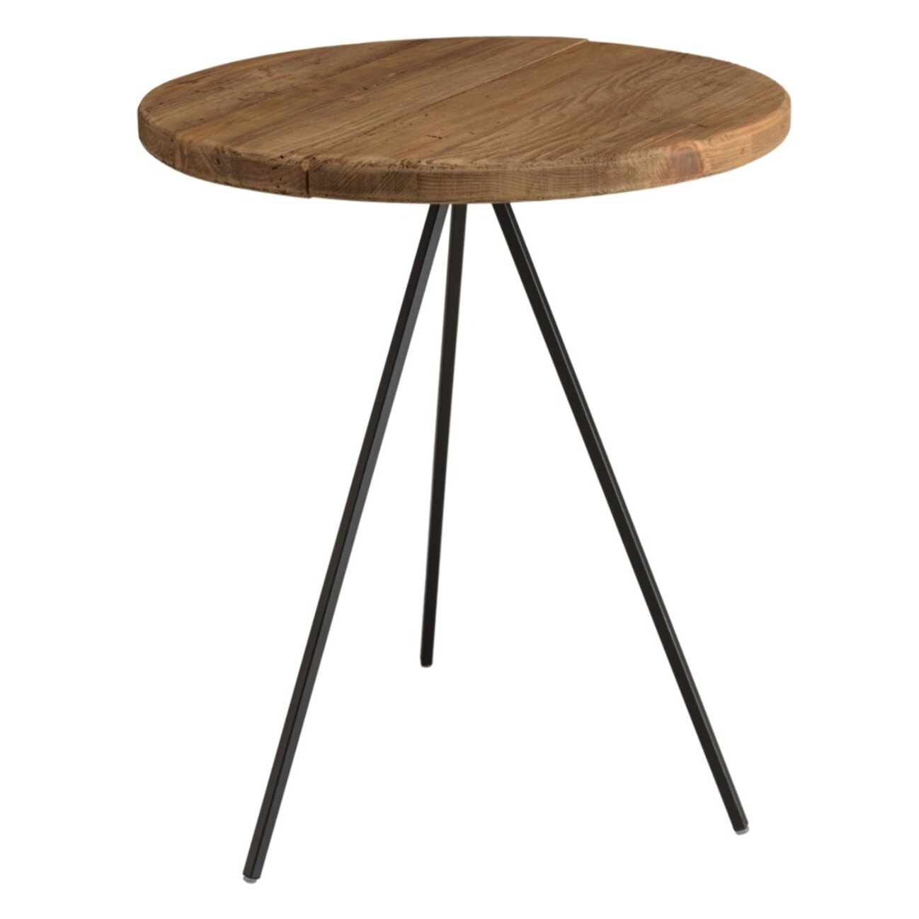 DANDY - Table basse ronde 70x70cm bois Pin recyclé et pieds métal noir