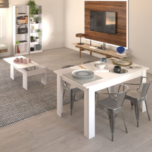 Pack mesa de comedor 140 y mesa de centro Vita Blanco Artik (Blanco Mate)