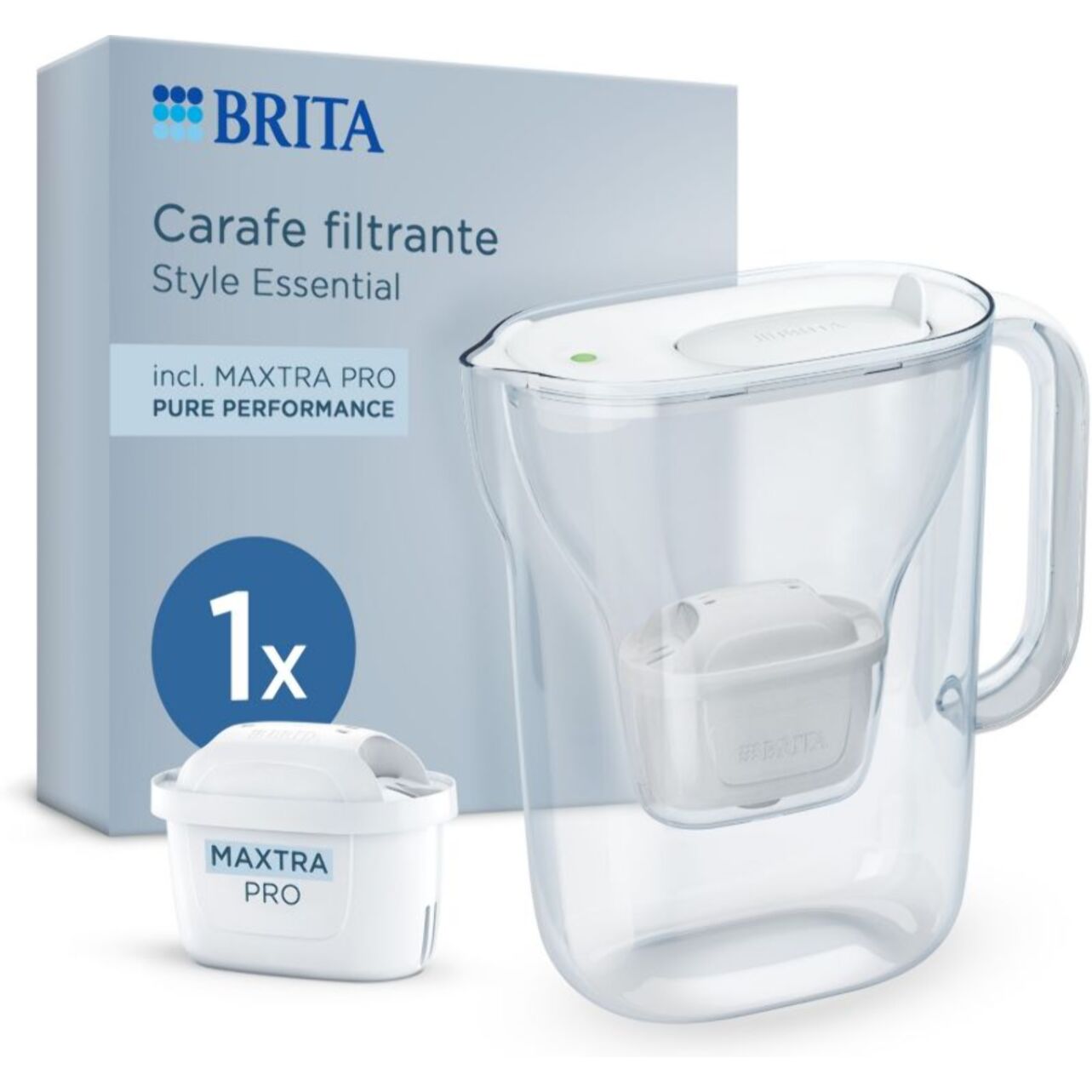 Carafe filtrante BRITA Style Essential Blanche + 1 filtre Maxtr