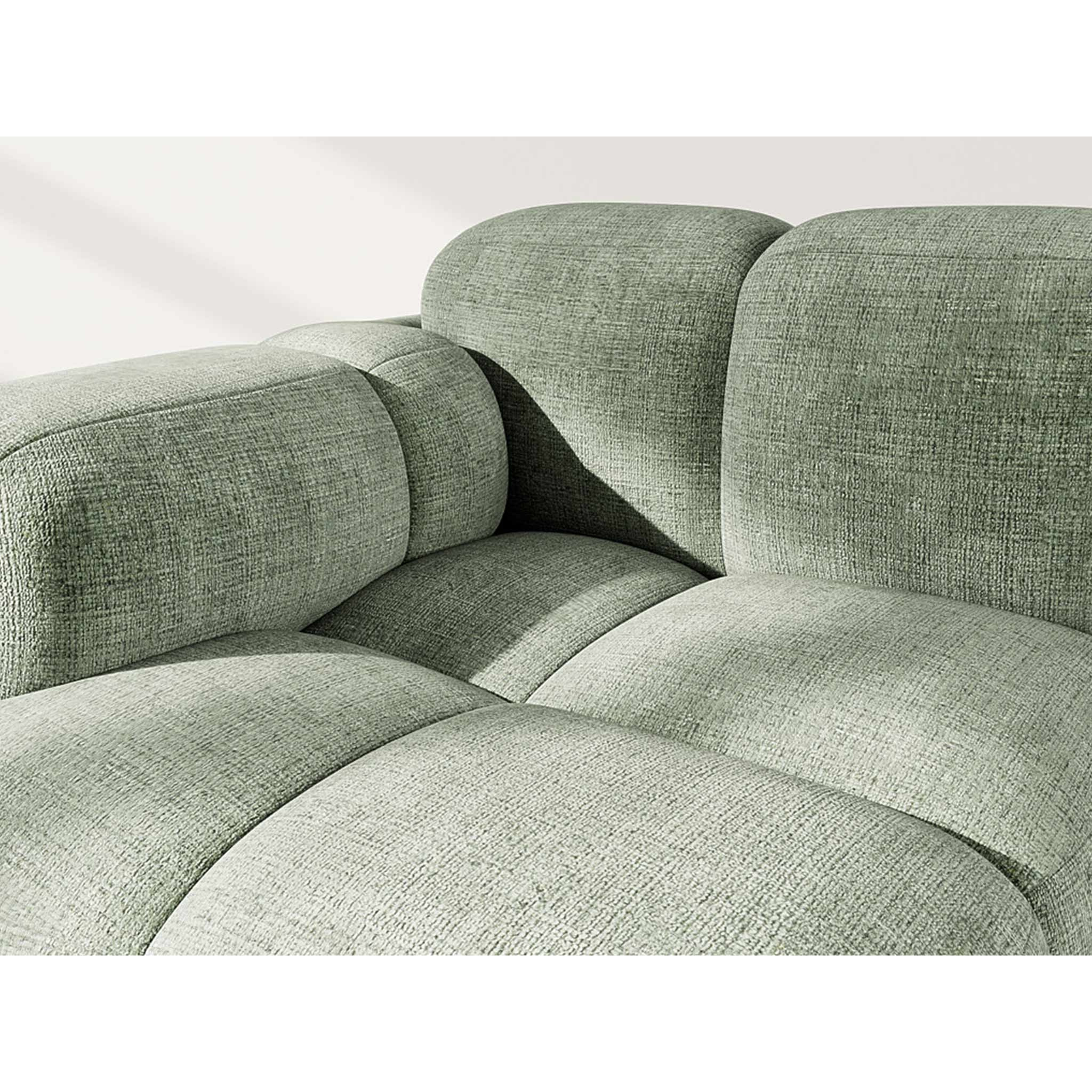 Grace - module d'assise gauche en velours texturé - Vert sauge