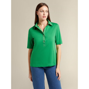 Elena Mirò - T-shirt con colletto - Verde