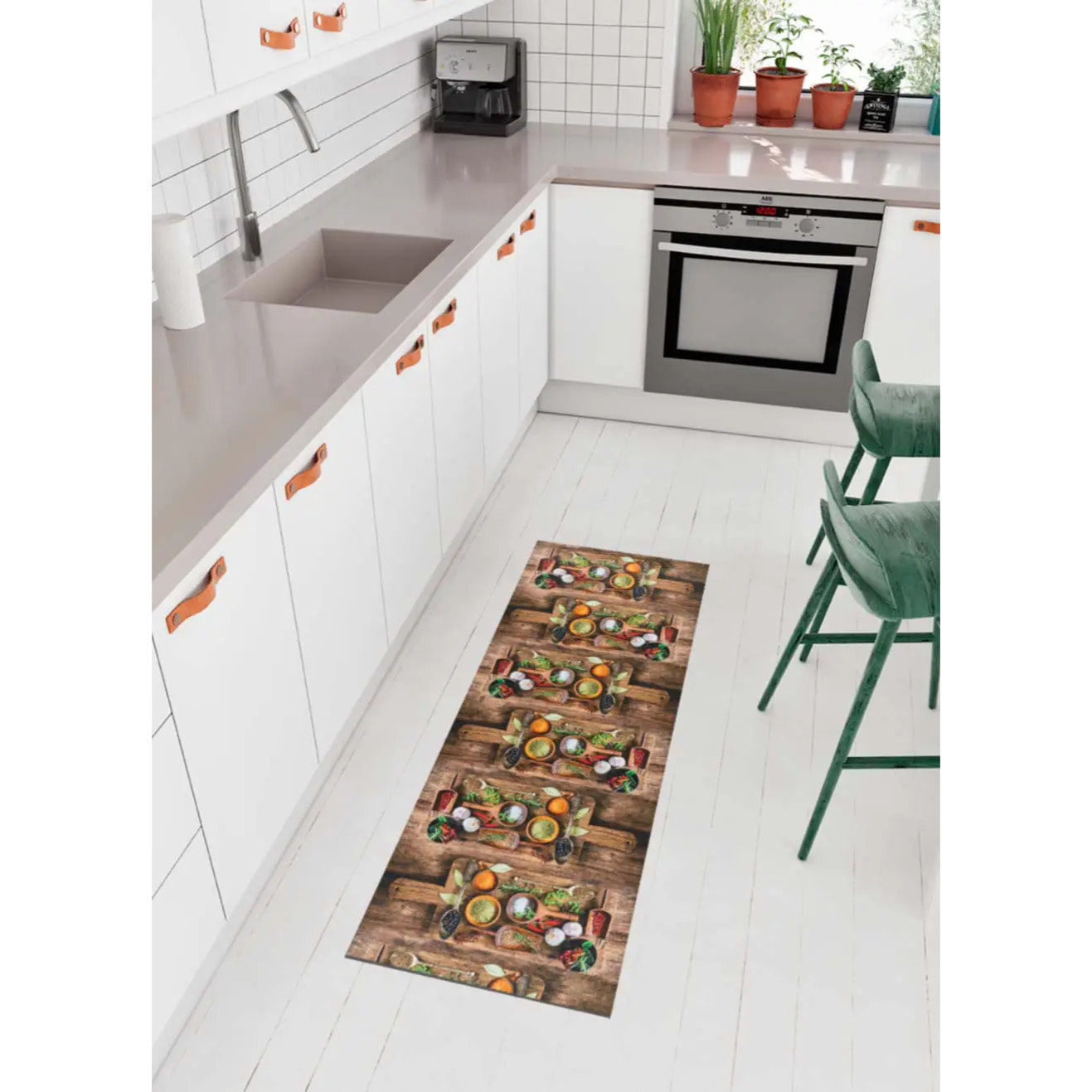 RICCI Alfombra lavable de cocina diseños con especias multicolor, varias medidas disponibles.