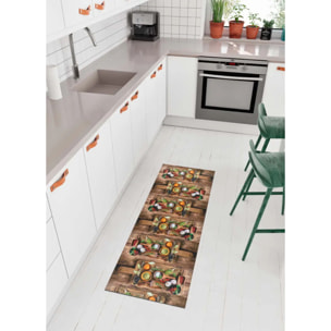 RICCI Alfombra lavable de cocina diseños con especias multicolor, varias medidas disponibles.