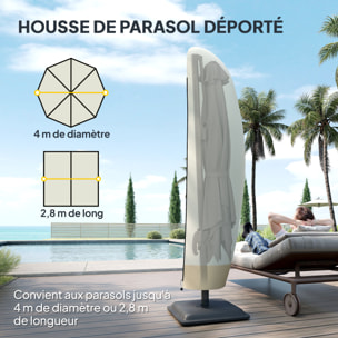 Housse de protection imperméable pour parasol droit avec fermeture éclair et cordon de serrage polyester PVC haute densité beige